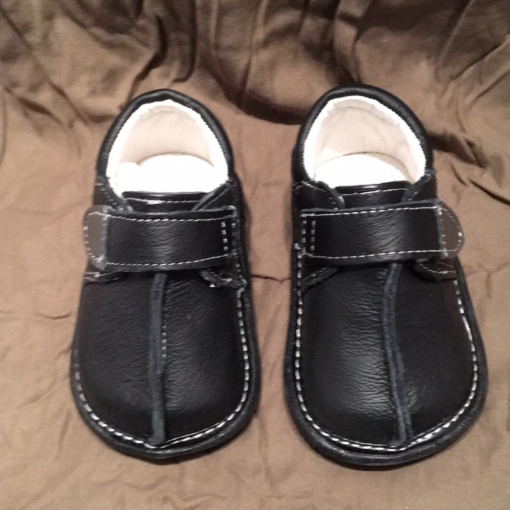 Little Rascals black faux leather slip on